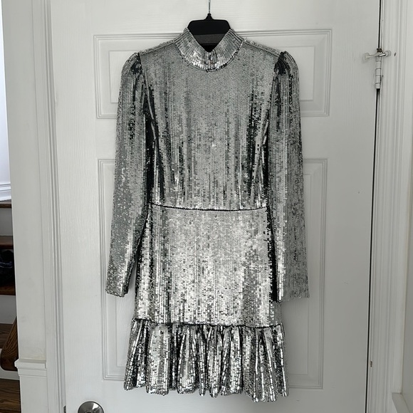 NEW MICHAEL Michael Kors Sequined Georgette Ruffled Dress Size 2 SEQUIN DRESS - Picture 5 of 14